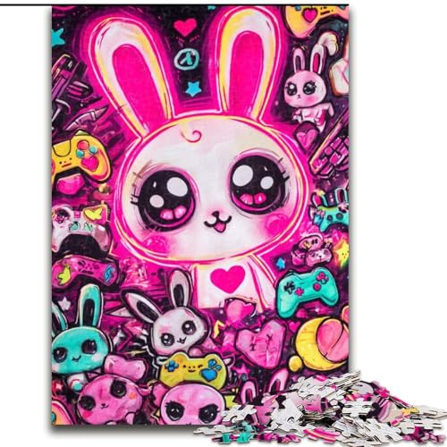 Puzzle 1000 Teile für Erwachsene, Geschenk, rosa Häschen, geeignet für Kinder ab 14 Jahren, Lernspiele für zu Hause, DIY-Spielzeug, Kunstwerk, Geschenk (Größe 50x75cm) von LiJianXXR