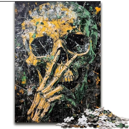 Puzzle 1000 Teile für Erwachsene, Geschenk zum Thema Rauchiger Totenkopf, geeignet für Kinder ab 14 Jahren, Lernspiele für zu Hause, DIY-Spielzeug, Kunstwerk, Geschenk (Größe 26x38cm) von LiJianXXR