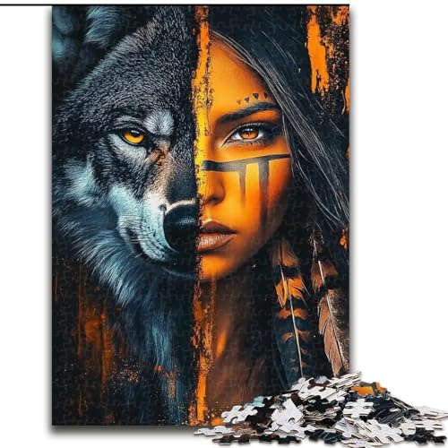 Puzzle 1000 Teile für Erwachsene, Geschenke, Wolfsmädchen, geeignet für Kinder ab 14 Jahren, Lernspiele für zu Hause, DIY-Spielzeug, Kunstwerk, Geschenk (Größe 26x38cm) von LiJianXXR