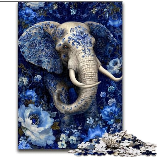 Puzzle 1000 Teile für Erwachsene, Geschenke für Blumenelefanten, geeignet für Kinder ab 14 Jahren, Lernspiele für zu Hause, DIY-Spielzeug, Kunstwerk, Geschenk (Größe 50x75cm) von LiJianXXR