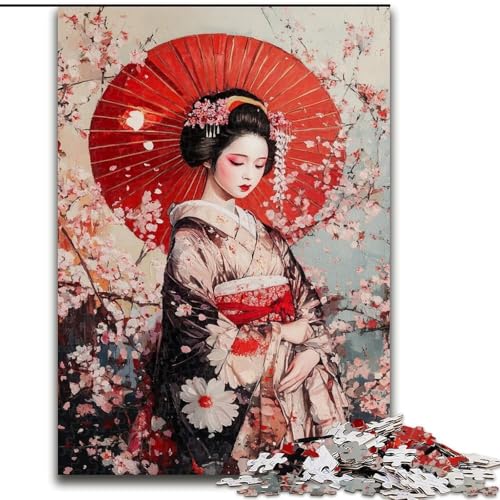 Puzzle 1000 Teile für Erwachsene, Geschenke für japanische Geisha, geeignet für Kinder ab 14 Jahren, Lernspiele für zu Hause, DIY-Spielzeug, Kunstwerk, Geschenk (Größe 26x38cm) von LiJianXXR