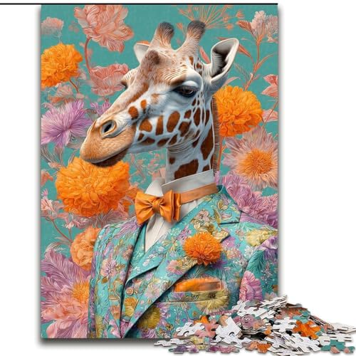 Puzzle 1000 Teile für Erwachsene, Giraffe im Anzug, für Erwachsene ab 14 Jahren, Lernspiel, Herausforderung, Spielzeug, Geschenk zum Geburtstag (Größe 26x38cm) von LiJianXXR