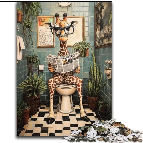 Puzzle 1000 Teile für Erwachsene, Giraffe in der Toilette, geeignet für Kinder ab 14 Jahren, Lernspiele für zu Hause, DIY-Spielzeug, Kunstwerk, Geschenk (Größe 26x38cm) von LiJianXXR