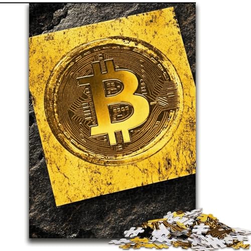 Puzzle 1000 Teile für Erwachsene, Golden Bitcoin, für Erwachsene ab 14 Jahren, Lernspiel, Herausforderung, Spielzeug, Geschenk zum Geburtstag (Größe 50x75cm) von LiJianXXR