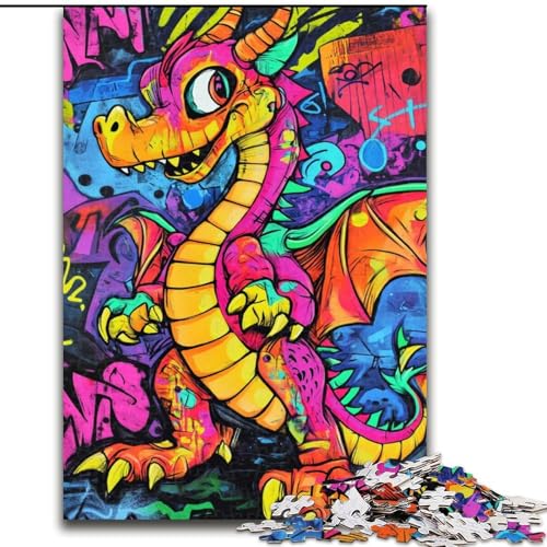 Puzzle 1000 Teile für Erwachsene, Graffiti-Drache, für Erwachsene ab 14 Jahren, Lernspiel, Herausforderung, Spielzeug, Geschenk zum Geburtstag (Größe 50x75cm) von LiJianXXR