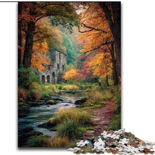 Puzzle 1000 Teile für Erwachsene, Herbstwald, für Erwachsene ab 14 Jahren, Lernspiel, Herausforderung, Spielzeug, Geschenk zum Geburtstag (Größe 50x75cm) von LiJianXXR