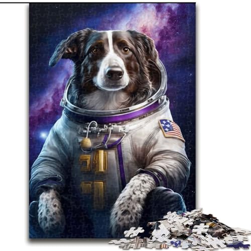 Puzzle 1000 Teile für Erwachsene, Hund im Weltraum, Puzzle aus Holz, Denkspiel für Teenager, 1000 Teile(50x75cm) von LiJianXXR