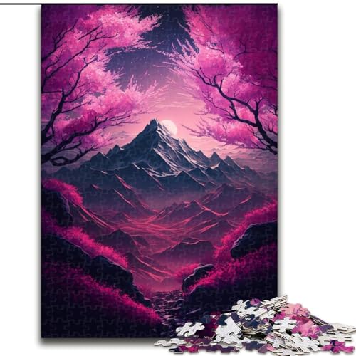 Puzzle 1000 Teile für Erwachsene, Japanische Landschaft, Neon-Puzzle aus Holz, interaktives Familienspiel, DIY-Heimdekoration, Gehirn-Herausforderung, Geschenk, 1000 Stück(50x75cm) von LiJianXXR