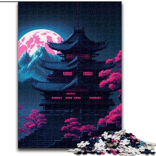Puzzle 1000 Teile für Erwachsene, Japanischer Tempel, aus Holz, Kinder ab 14 Jahren, 50x75cm, DIY-Kunstdekor von LiJianXXR