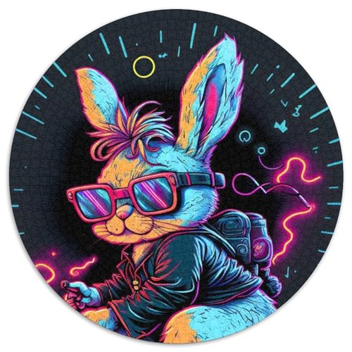 Puzzle 1000 Teile für Erwachsene, Kaninchen-Neon, rund, Puzzle 1000 Teile, anspruchsvolles DIY-Denkspiel für Teenager, 67,5 x 67,5 cm Puzzle 1000 Teile für Erwachsene, Kaninchen-Neon, rund, Puzzle 1000 Teile, anspruchsvolles DIY-Denkspiel für Teenager, 67,5 x 67,5 cm von LiJianXXR