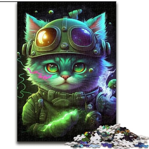 Puzzle 1000 Teile für Erwachsene, Katze aus Holz, Kinder ab 14 Jahren, 50x75cm, DIY-Kunstdekor von LiJianXXR