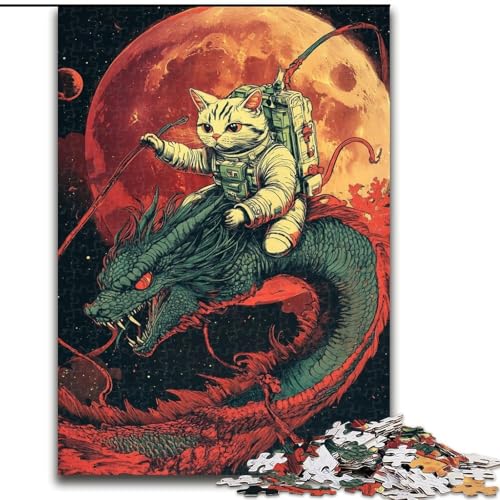 Puzzle 1000 Teile für Erwachsene, Katze und Drache, für Erwachsene ab 14 Jahren, Lernspiel, Herausforderung, Spielzeug, Geschenk zum Geburtstag (Größe 26x38cm) von LiJianXXR
