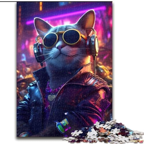 Puzzle 1000 Teile für Erwachsene, Katzen-Hüpfburg aus Holz, Eltern, Partner, Freunde – ab 14 Jahren, 50x75cm, Geburtstagsparty für Männer und Frauen von LiJianXXR