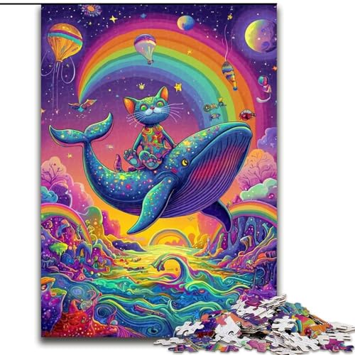 Puzzle 1000 Teile für Erwachsene, Katzen und Wale, Elefantenspielzeug, Denkspiel, Geburtstagsgeschenk, Geschenke, Wandkunst für Kinder ab 14 Jahren (Größe 26x38cm) von LiJianXXR