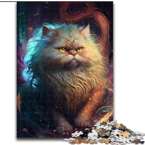 Puzzle 1000 Teile für Erwachsene, Katzenmalerei, aus Holz, lustiges Geschenk und Aktivität für zu Hause, 50x75cm, Denksportaufgabe, Spiel für Erwachsene, interaktive Aktivität für die Familie von LiJianXXR