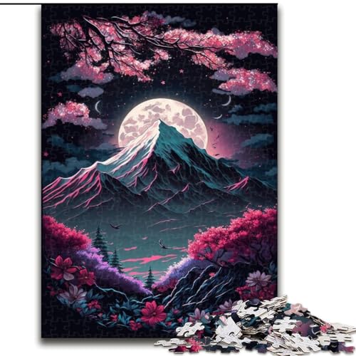 Puzzle 1000 Teile für Erwachsene, Kirschblütenberg, aus Holz, Kinder ab 14 Jahren, 50x75cm, DIY-Kunstdekor von LiJianXXR