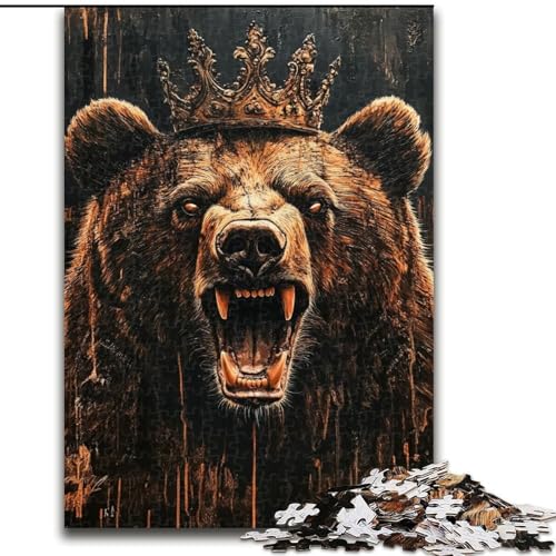 Puzzle 1000 Teile für Erwachsene, König Braunbär, für Erwachsene ab 14 Jahren, Lernspiel, Herausforderung, Spielzeug, Geschenk zum Geburtstag (Größe 50x75cm) von LiJianXXR