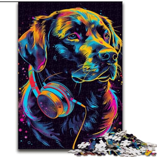 Puzzle 1000 Teile für Erwachsene, Labrador Retriever-Hundekunst-Puzzle aus Holz, farbenfrohe Heimdekoration und interaktives Familienspiel, 1000 Teile(50x75cm) von LiJianXXR