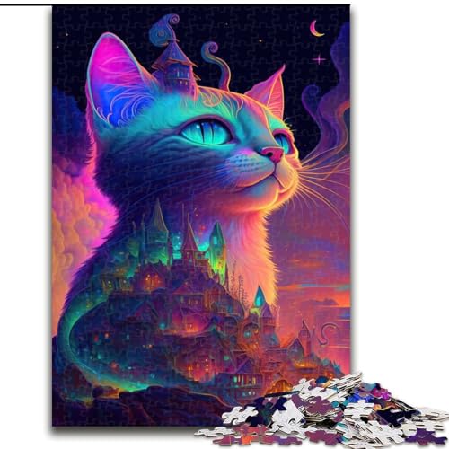 Puzzle 1000 Teile für Erwachsene, Landschafts-Katzen-Puzzle aus Karton, Geburtstage, Feiertage und Heimdekoration, 1000 Teile(26x38cm) von LiJianXXR