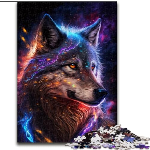 Puzzle 1000 Teile für Erwachsene, Lightning Wolf-Puzzle aus Holz, Weihnachten, Halloween, Ostern, Neujahr, 1000 Teile(50x75cm) von LiJianXXR