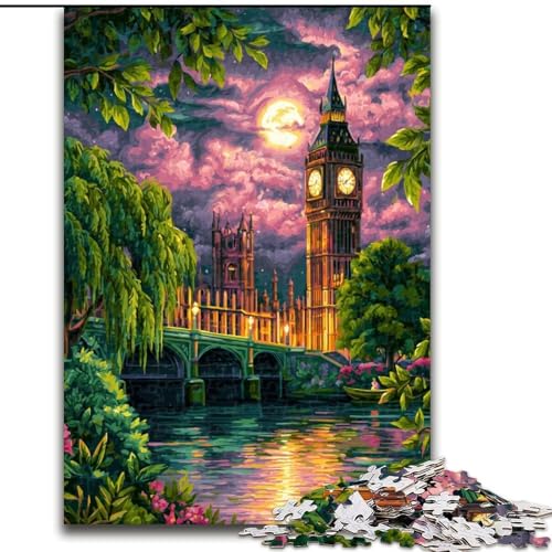 Puzzle 1000 Teile für Erwachsene, London bei Nacht, Elefantenspielzeug, Denkspiel, Geburtstagsgeschenk, Geschenke, Wandkunst für Kinder ab 14 Jahren (Größe 50x75cm) von LiJianXXR