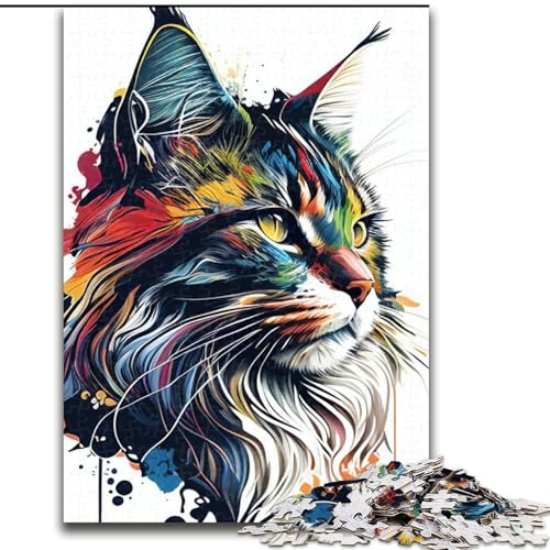 Puzzle 1000 Teile für Erwachsene, Maine-Coon-Katze, Pop-Art, aus Holz, EIN tolles Geschenk für Familienspaß, 50x75cm, für interaktives Familienspiel Puzzle 1000 Teile für Erwachsene, Maine-Coon-Katze, Pop-Art, aus Holz, EIN tolles Geschenk für Familienspaß, 50x75cm, für interaktives Familienspiel von LiJianXXR