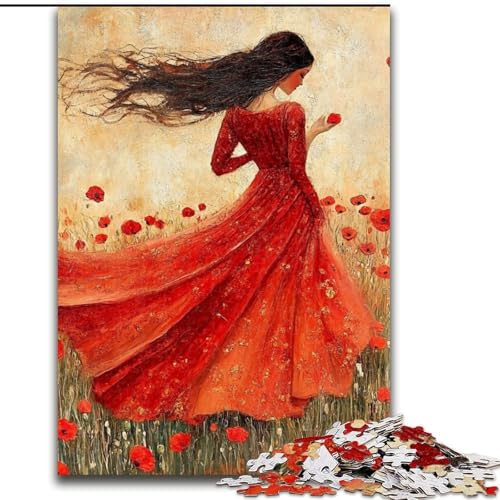 Puzzle 1000 Teile für Erwachsene, Mohnmädchen, für Kinder ab 14 Jahren, Lernspiel, Herausforderung, Spielzeug, Geschenk zum Geburtstag (Größe 50x75cm) von LiJianXXR