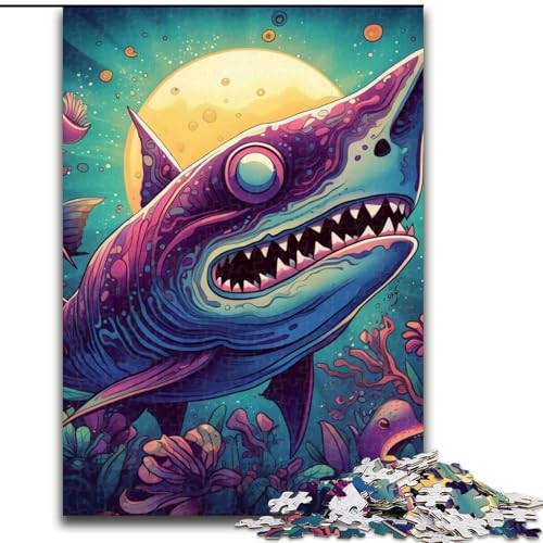 Puzzle 1000 Teile für Erwachsene, Monsterhai-Puzzle aus Karton, schwieriges Denkspiel für Teenager, 1000 Teile(26x38cm) von LiJianXXR