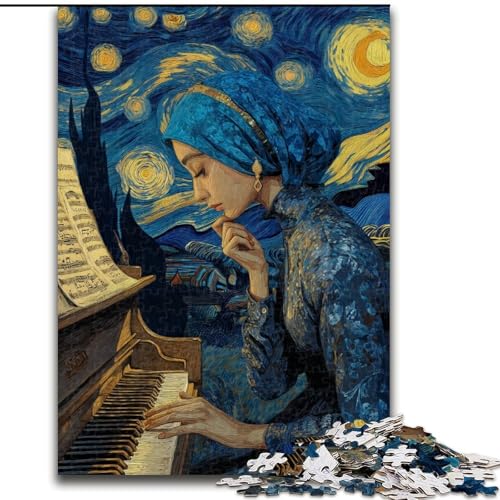 Puzzle 1000 Teile für Erwachsene, Nachthimmel-Klavier, Elefantenspielzeug, intellektuelles Spiel, Geburtstagsgeschenk, Geschenke, Wandkunst für Kinder ab 14 Jahren (Größe 50x75cm) von LiJianXXR