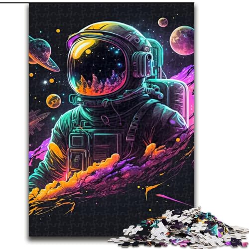Puzzle 1000 Teile für Erwachsene, Neon-Astronauten-Puzzle aus Karton, interaktives Familienspiel, DIY-Heimdekoration, Gehirn-Herausforderung, Geschenk, 1000 Stück(26x38cm) von LiJianXXR