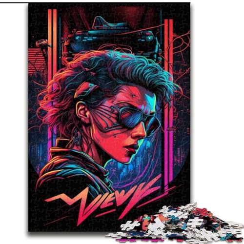 Puzzle 1000 Teile für Erwachsene, Neon-Roboter-Puzzle aus Holz, interaktives Familienspiel, DIY-Heimdekoration, Gehirn-Herausforderung, Geschenk, 1000 Stück(50x75cm) von LiJianXXR