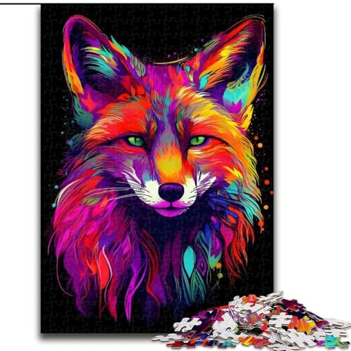 Puzzle 1000 Teile für Erwachsene, Neonfuchs, aus Holz, Kinder ab 14 Jahren, 50x75cm, DIY-Kunstdekor von LiJianXXR