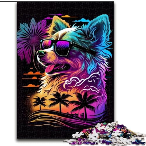 Puzzle 1000 Teile für Erwachsene, Neonhund, aus Holz, Eltern, Partner, Freunde – ab 14 Jahren, 50x75cm, spannende Aktivität für den Familienspieleabend von LiJianXXR