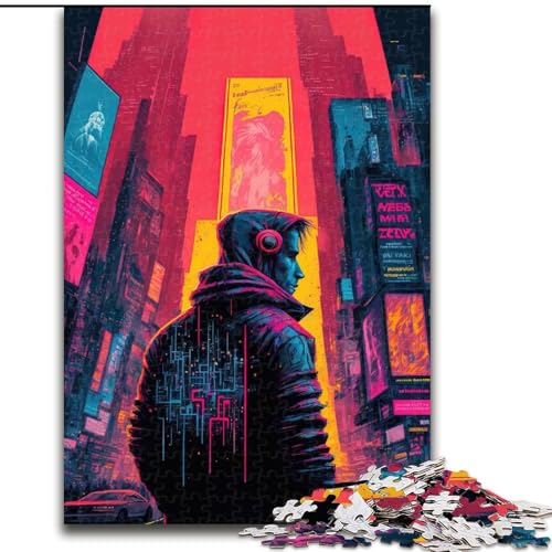Puzzle 1000 Teile für Erwachsene, Neonlandschaft, aus Holz, perfektes DIY-Kunstdekor oder Geburtstagsgeschenk, 50x75cm, Kunstwerk-Dekor, Intelligenzspielzeug für Indoor-Spiele mit der Familie von LiJianXXR