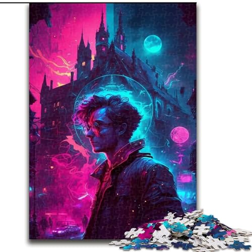 Puzzle 1000 Teile für Erwachsene, Neonlandschaft aus Holz, Kinder ab 14 Jahren, 50x75cm, DIY-Kunstdekor von LiJianXXR