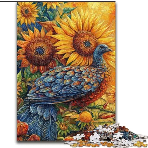Puzzle 1000 Teile für Erwachsene, Pfau und Sonnenblume, Elefantenspielzeug, Denkspiel, Geburtstagsgeschenk, Geschenke, Wandkunst für Kinder ab 14 Jahren (Größe 26x38cm) von LiJianXXR