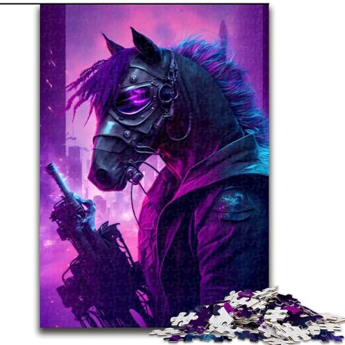 Puzzle 1000 Teile für Erwachsene, Pferd Retro, aus Holz, ideal für Familienspaß, Entspannung, 50x75cm, Geburtstagsparty für Männer und Frauen von LiJianXXR