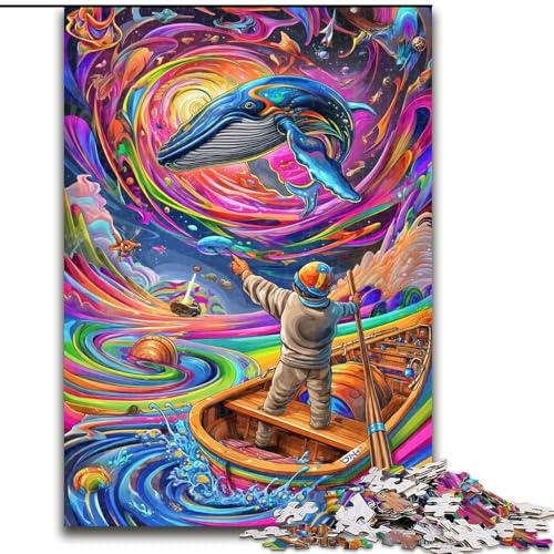 Puzzle 1000 Teile für Erwachsene, Psychedelischer Wal, Elefantenspielzeug, Denkspiel, Geburtstagsgeschenk, Geschenke, Wandkunst für Kinder ab 14 Jahren (Größe 26x38cm) von LiJianXXR