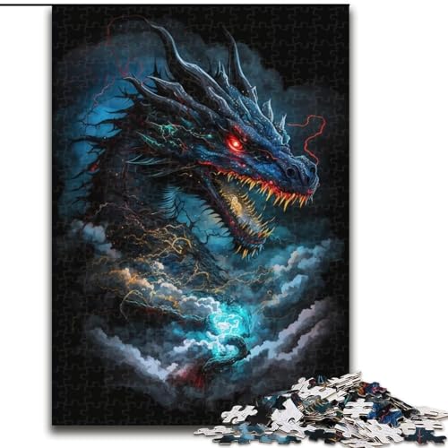 Puzzle 1000 Teile für Erwachsene, Schwarzer Drache, aus Holz, Kinder ab 14 Jahren, 50x75cm, DIY-Kunstdekor von LiJianXXR