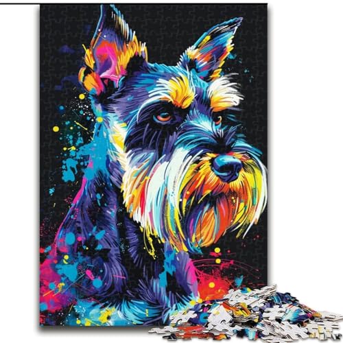 Puzzle 1000 Teile für Erwachsene, Standard-Schnauzer-Hundepuzzle aus Holz, Eltern, Partner, Freunde – ab 14 Jahren, 1000 Teile(50x75cm) von LiJianXXR