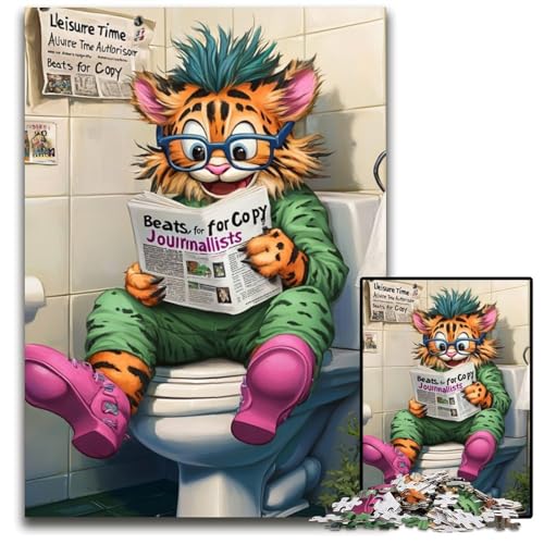 Puzzle 1000 Teile für Erwachsene, Tiger Go Toilet, schwierige Puzzles für Erwachsene, Teenager, Paare und Freunde zum Geburtstag, Weihnachten, 50x75cm/19,68x29,52 Zoll Puzzle 1000 Teile für Erwachsene, Tiger Go Toilet, schwierige Puzzles für Erwachsene, Teenager, Paare und Freunde zum Geburtstag, Weihnachten, 50x75cm/19,68x29,52 Zoll von LiJianXXR