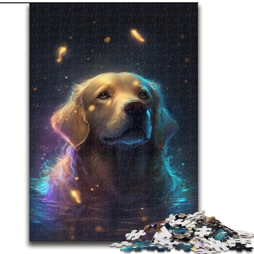 Puzzle 1000 Teile für Erwachsene, Traumhafter Golden Retriever, Puzzle aus Holz, Geschenkidee für die Feiertage, humorvolles Kunstwerk, detailliertes Kunstwerk, 1000 Teile(50x75cm) von LiJianXXR