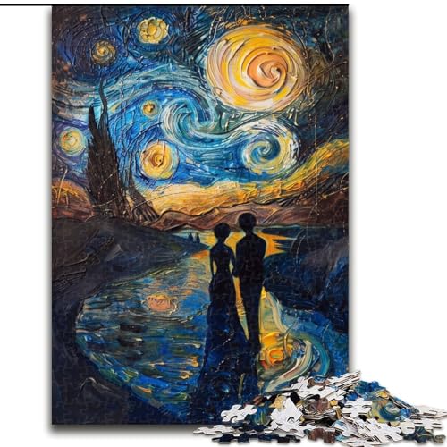Puzzle 1000 Teile für Erwachsene, Van Gogh Nachthimmel, Elefantenspielzeug, Denkspiel, Geburtstagsgeschenk, Geschenke, Wandkunst für Kinder ab 14 Jahren (Größe 50x75cm) von LiJianXXR