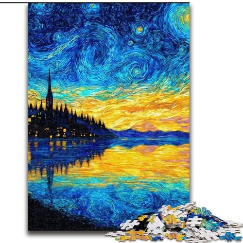Puzzle 1000 Teile für Erwachsene, Van Gogh-Nachthimmel, Stressabbau mit vollständig ineinandergreifenden, zufällig geformten Teilen für Kinder ab 14 Jahren (Größe 26x38cm) von LiJianXXR