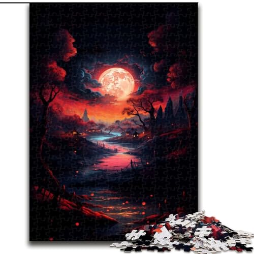 Puzzle 1000 Teile für Erwachsene, Vollmond, bunt, aus Holz, Kinder ab 14 Jahren, 50x75cm, DIY-Kunstdekor von LiJianXXR