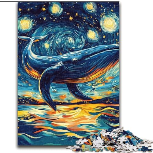 Puzzle 1000 Teile für Erwachsene, Wale am Nachthimmel, für Erwachsene ab 14 Jahren, Lernspiel, Herausforderung, Spielzeug, Geschenk zum Geburtstag (Größe 50x75cm) von LiJianXXR