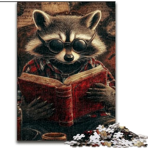 Puzzle 1000 Teile für Erwachsene, Waschbär, für Kinder ab 14 Jahren Jedes Teil ist einzigartig – lustiges und herausforderndes Spiel für die ganze Familie Tolles Geschenk (Größe 50x75cm) von LiJianXXR