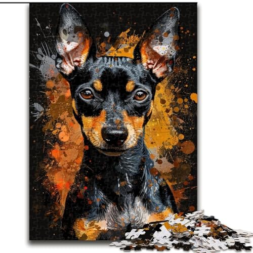 Puzzle 1000 Teile für Erwachsene, Zwergpinscher-Hundekunst, Puzzle aus Karton, schwieriges Denkspiel für Teenager, 1000 Teile(26x38cm) von LiJianXXR