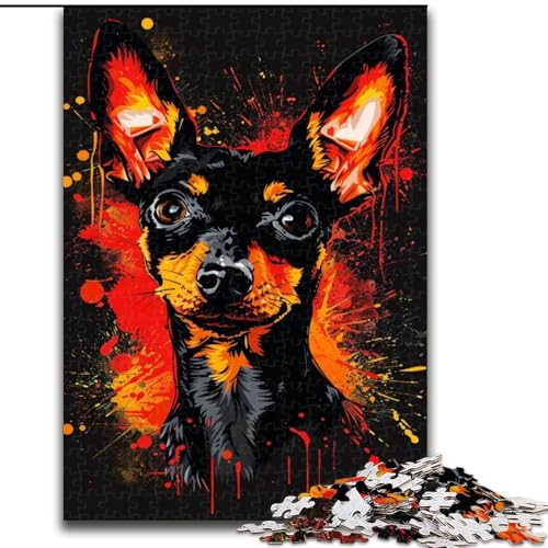 Puzzle 1000 Teile für Erwachsene, Zwergpinscher-Hundekunst aus Holz, Kinder ab 14 Jahren, 50x75cm, DIY-Kunstdekor von LiJianXXR