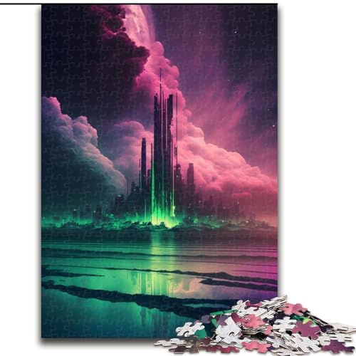 Puzzle 1000 Teile für Erwachsene, futuristisches Stadtgebäude-Puzzle aus Holz, Geburtstage, Feiertage und Heimdekoration, 1000 Stück(50x75cm) von LiJianXXR